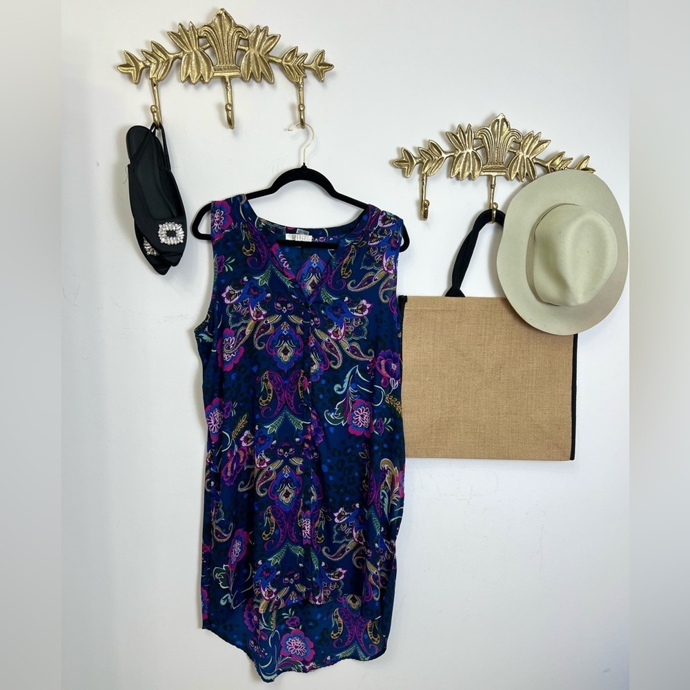 Shabby chic Paisley floral Sleeveless Dress Xl